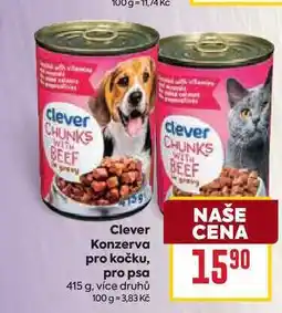 Billa Clever Konzerva pro kočku, pro psa 415 g nabídka
