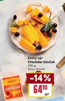 Billa Zlatý sýr Cheddar bloček 200 g nabídka