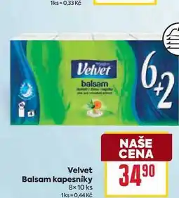 Billa Velvet Balsam kapesníky 8x 10 ks nabídka