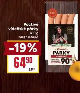 Billa Poctivé vídeňské párky 180 g nabídka