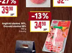 Billa Anglická slanina 98%, Oravská slanina 98% 100 g nabídka