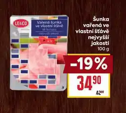 Billa Šunka vařená ve vlastní šťávě nejvyšší jakosti 100 g nabídka