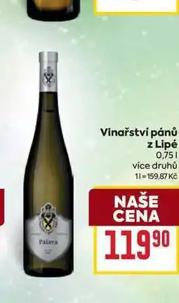 Billa Palava Vinařství pánů z Lipé 0,75l nabídka