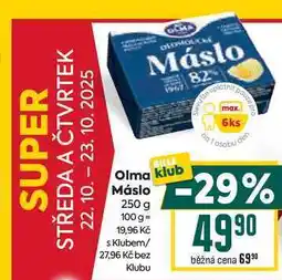 Billa Olma Máslo 250 g nabídka