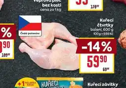 Billa Kuřecí čtvrtky balení, 600 g nabídka
