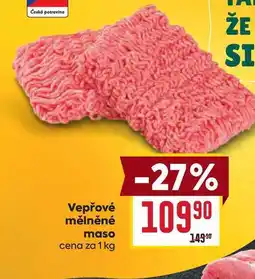 Billa Vepřové mělněné maso cena za 1 kg nabídka