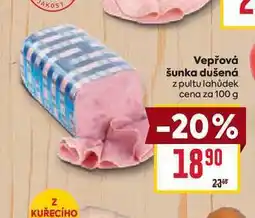 Billa Vepřová šunka dušená z pultu lahůdek cena za 100g nabídka