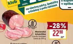 Billa Moravská krkovička z pultu lahůdek cena za 100g nabídka