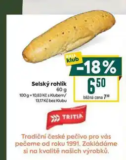 Billa Selský rohlík 60 g nabídka
