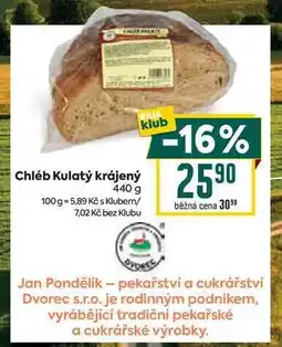 Billa Chléb Kulatý krájený 440 g nabídka
