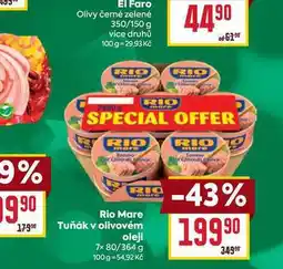 Billa Rio Mare Tuňák v olivovém oleji 7x 80/364 g nabídka