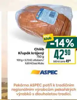 Billa Chléb Křupák krájený 750 g nabídka