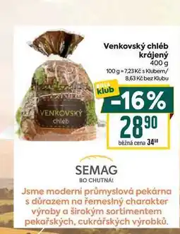 Billa Venkovský chléb krájený 400 g nabídka