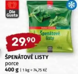 Terno Špenátové listy porce nabídka