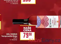 Billa SOL VINEUS Tempranillo Rioja 0,75l nabídka