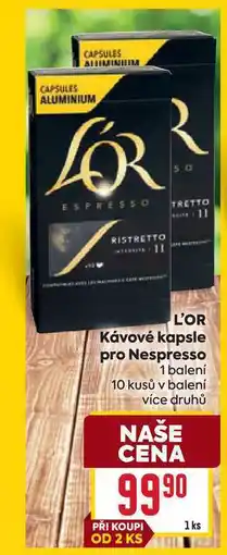 Billa L'OR Kávové kapsle pro Nespresso 1 balení nabídka