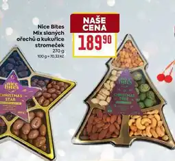 Billa Nice Bites Mix slaných ořechů a kukuřice stromeček 270 g nabídka