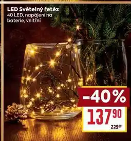 Billa LED Světelný řetěz 40 LED, napájení na baterie, vnitřní nabídka