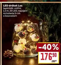 Billa LED drátek Los teplá bílá, vnitřní, 2,3 m, 20 LED, napájeni na baterie 2x AA s časovačem nabídka