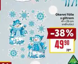Billa Okenní fólie s glitrem 41 × 29 cm sněhuláci nabídka