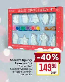 Billa Sádrové figurky k omalování 10 ks, včetně 6 akrylových barev a štětce, vánoční tematika nabídka