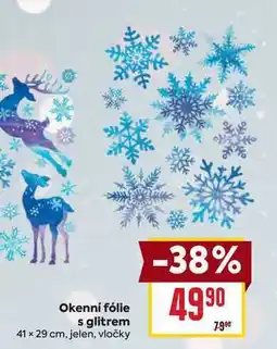 Billa Okenní fólie s glitrem 41 x 29 cm, jelen, vločky nabídka