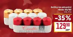 Billa Svíčky na adventní věnec 50/80 bílé, 4 ks nabídka