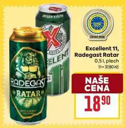Billa Excellent 11, Radegast Ratar 0,51, plech nabídka