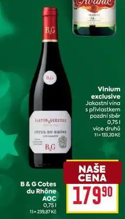 Billa Vinium exclusive Jakostní vína s přívlastkem pozdní sběr 0,75l nabídka