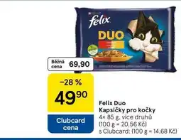 Tesco Felix Duo Kapsičky pro kočky, 4× 85 g nabídka