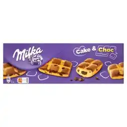 Tesco Milka Cake & choc jemné pečivo s kousky mléčné čokolády a čokoládovou náplní 175g nabídka
