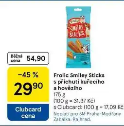 Tesco Frolic Smiley Sticks s příchutí kuřecího a hovězího, 175 g nabídka