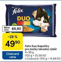 Tesco Felix Duo Kapsičky pro kočky lahodný výběr, 4× 85 g nabídka