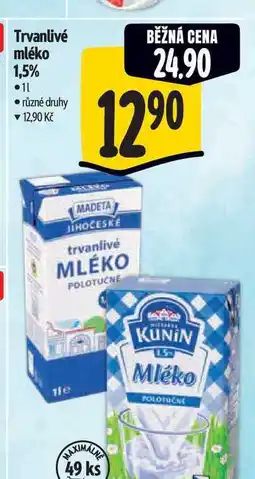 Albert Trvanlivé mléko 1,5% 1 l nabídka