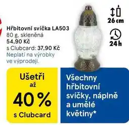 Tesco Hřbitovní svíčka LA503, 80 g, skleněná nabídka