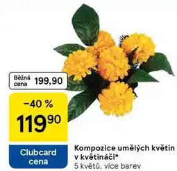 Tesco Kompozice umělých květin v květináči, 5 květů. více barev nabídka
