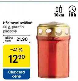 Tesco Hřbitovní svíčka, 60 g. parafín. plastová nabídka
