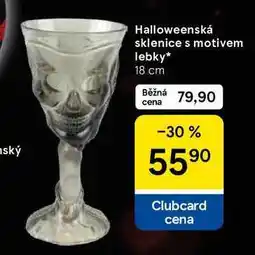 Tesco Halloweenská sklenice s motivem lebky, 18 cm nabídka