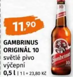 Terno Gambrinus originál 10 světlé pivo výčepní nabídka