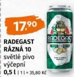 Terno Radegast rázná 10 světlé pivo výčepní nabídka