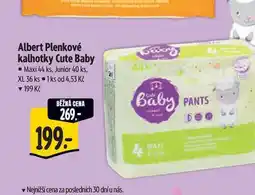 Albert Albert Plenkové kalhotky Cute Baby Maxi 44 ks, Junior 40 ks, XL 36 ks nabídka