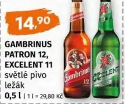 Terno Gambrinus patron 12, excelent 11 světlé pivo ležák nabídka