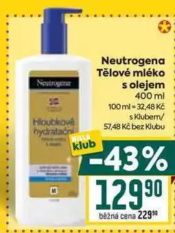 Billa Neutrogena Tělové mléko s olejem 400 ml nabídka