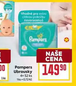 Billa Pampers Ubrousky 4× 52 ks nabídka