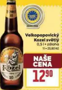 Billa Velkopopovický Kozel světlý nabídka