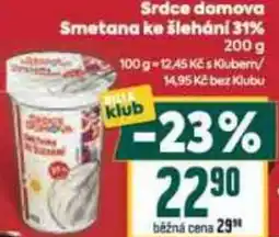 Billa Srdce domova Smetana ke šlehání 31% nabídka