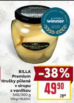 Billa BILLA Premium Hrušky půlené v sirupu s vanilkou nabídka