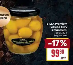 Billa BILLA Premium Zelené olivy s mandlemi nabídka