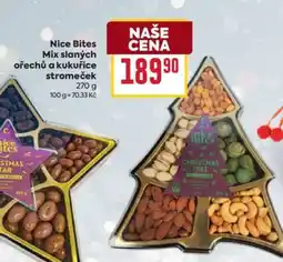 Billa Nice Bites Mix slaných ořechů a kukuřice stromeček nabídka
