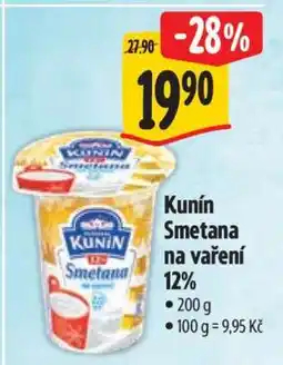 Albert Kunín smetana na vaření 12% nabídka